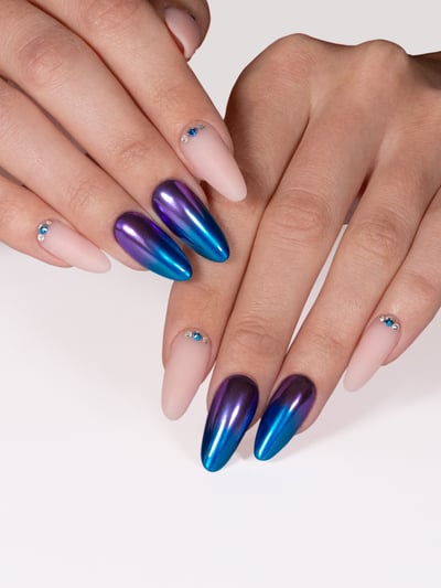 unghie sfumate effetto specchio